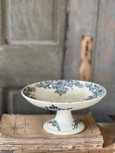 Beautiful French Floral Transferware raised dish