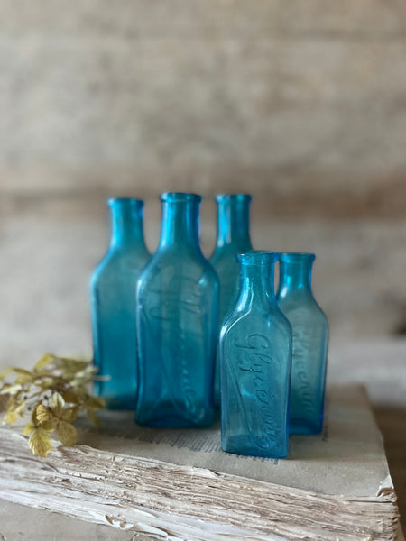 Vintage Blue Glycerine Bottles