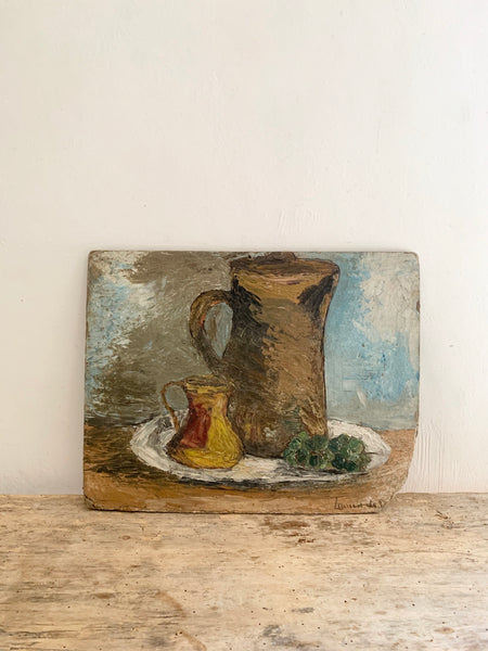 Antique Jug Oil Painting on Board
