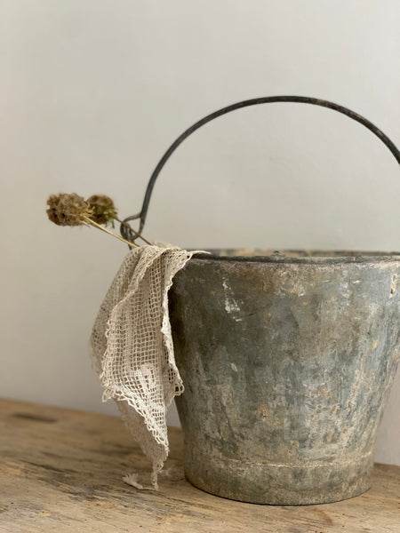 Vintage Galvanised Planter Bucket