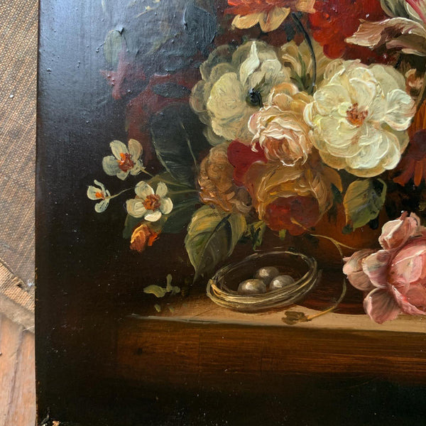 Dark Floral Painting on board