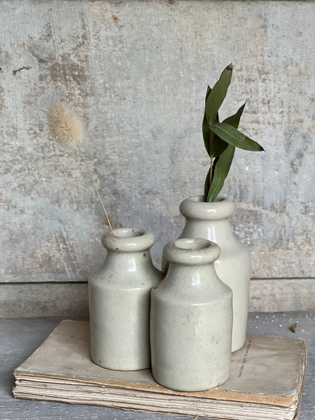 Trio of French Vintage Mini Stoneware Bottles