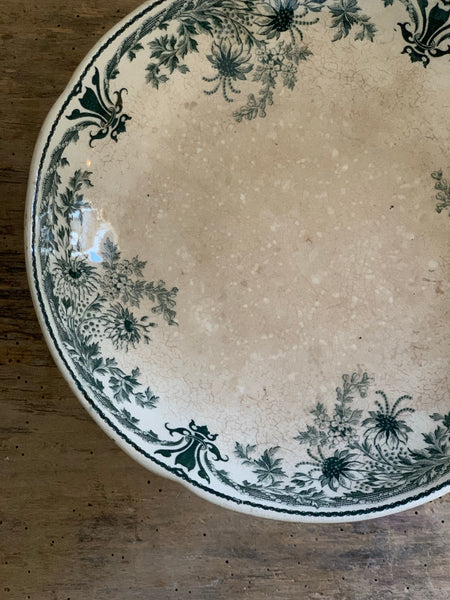French Sarreguemines Transferware Cakestand