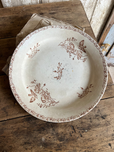Large Antique Aged French Transferware Dish