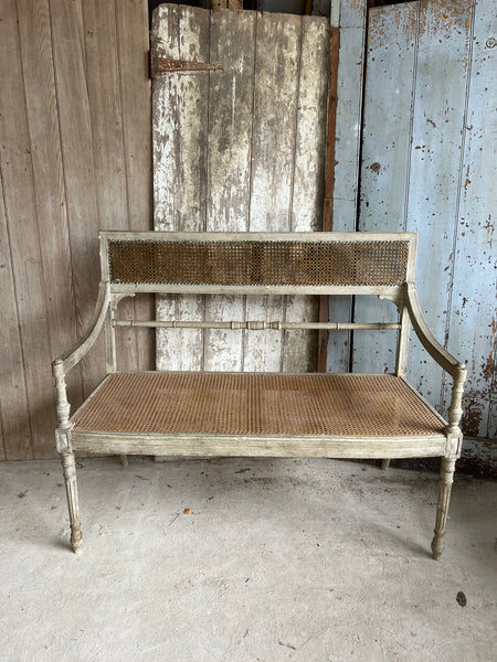 French Vintage Two Seater caned chair