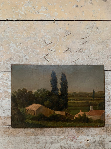 Vintage French Oil Landscape on Board