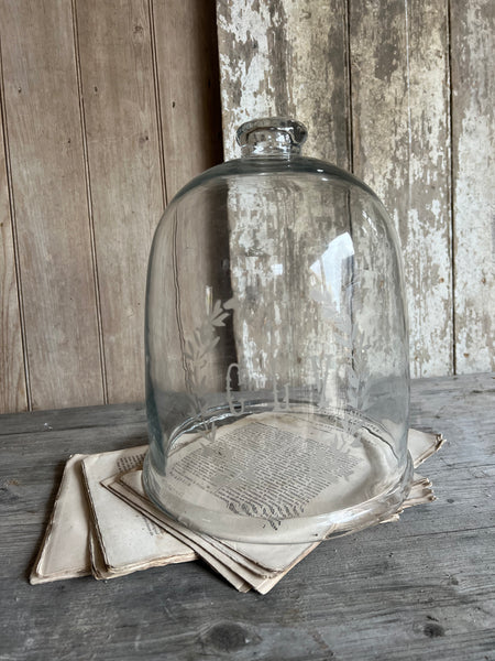Large Vintage Etched French Cloche