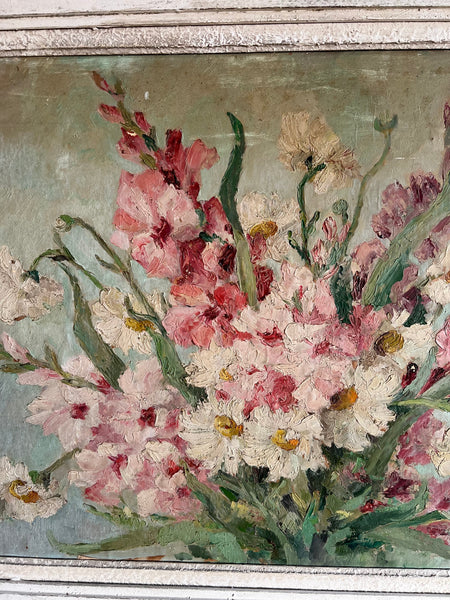 Large French Painting in a Shabby Chic Frame