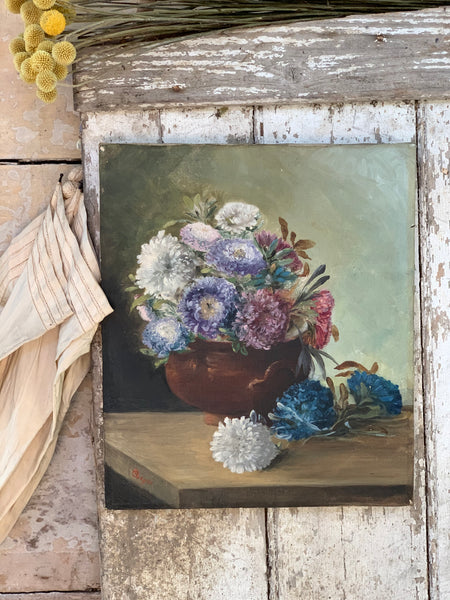 Vintage Floral Painting on Canvas