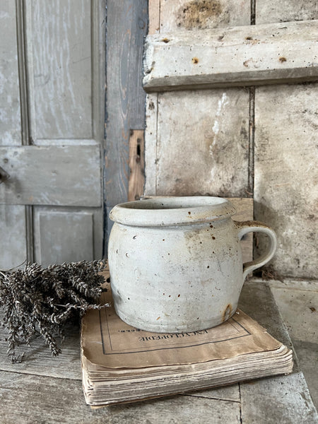 Vintage French Handled Stoneware Pot