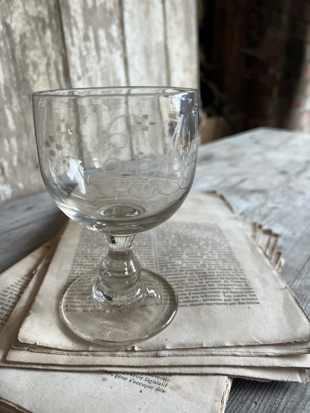 Vintage French Etched Glass