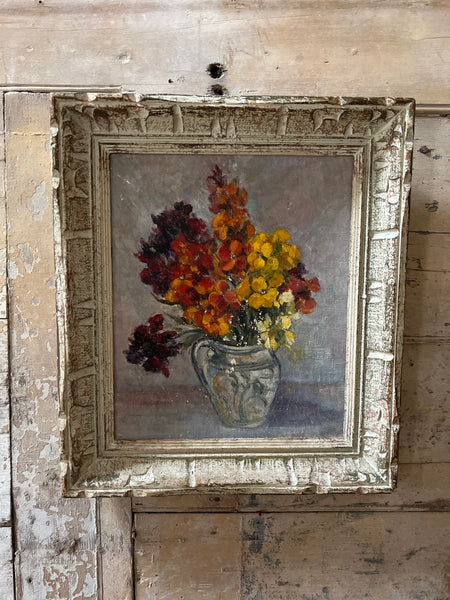 Framed Floral Oil Painting