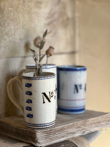 Antique Numbered Spongware Mugs