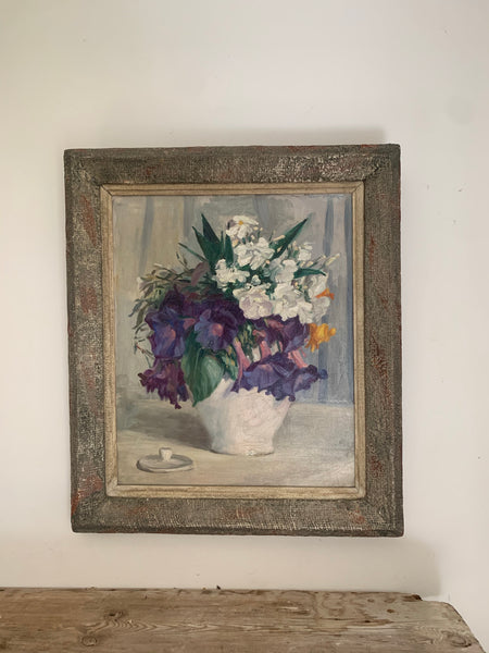 Framed Floral Oil Painting