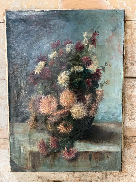 French Floral Oil on Canvas