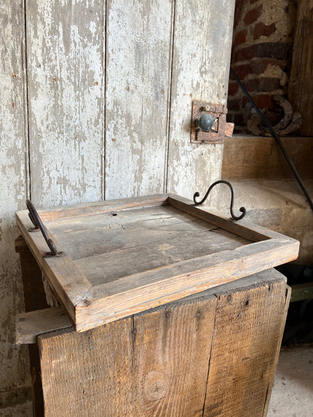 Vintage French Wooden Tray with handles