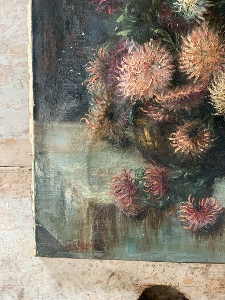 French Floral Oil on Canvas