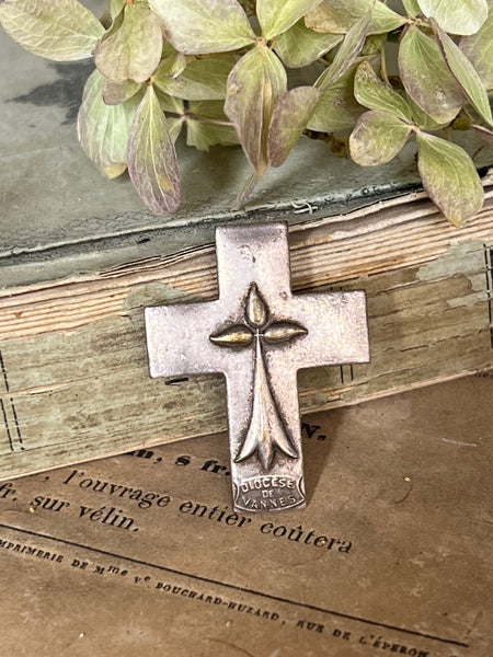 Sweet Vintage French Cross Brooch