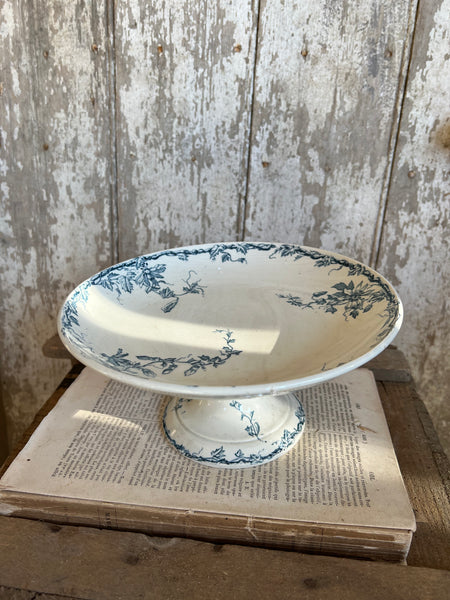 French Floral Transferware raised dish