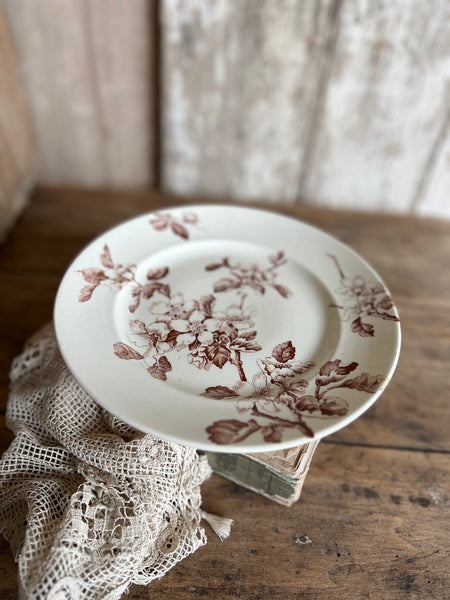 French Floral Transferware raised dish