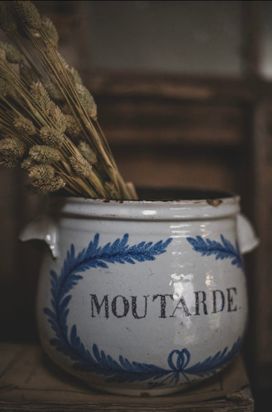 Large Ancient French Mustard Jar