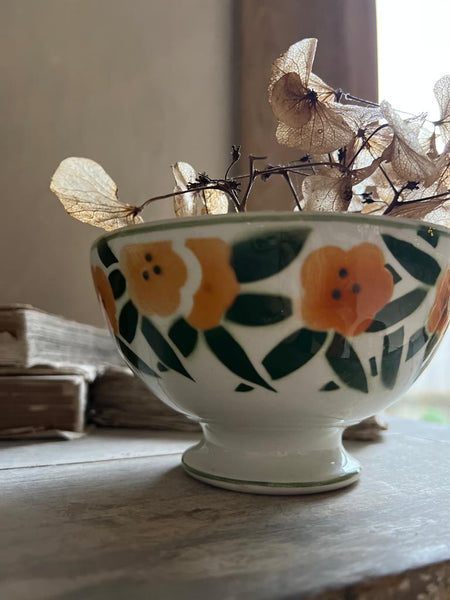 French Cute Floral Stencil Cafe au Lait bowl