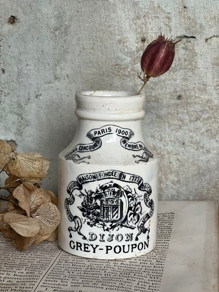 Branded French Sarreguemines Stoneware Mustard Jar