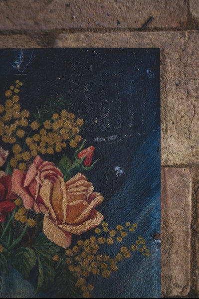 Dark Floral Painting on board