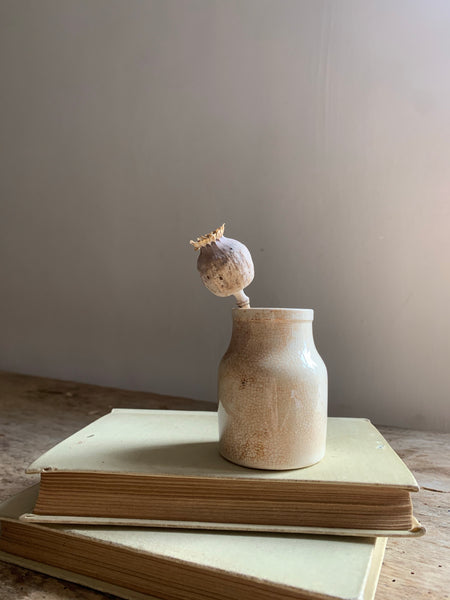 Small Stoneware Crazed Cream Churn