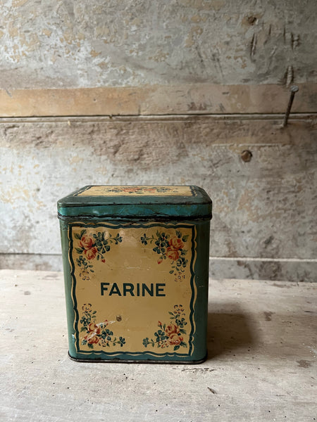 Vintage Turquoise French Farine Tin
