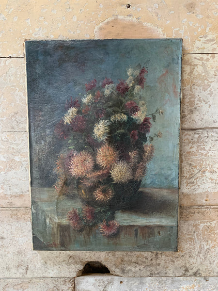 French Floral Oil on Canvas