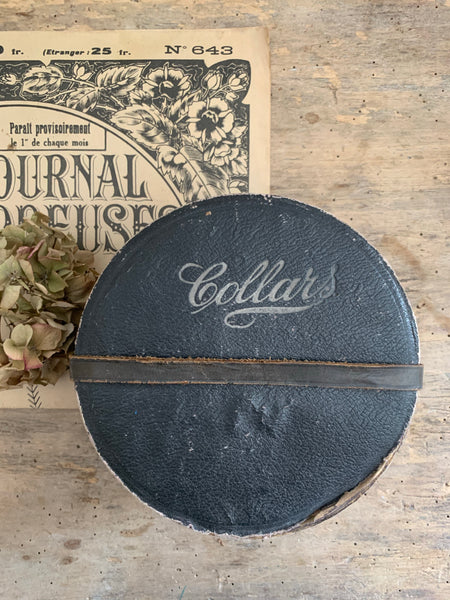 Vintage French Leather Round Collars Box