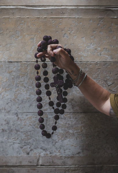 French Vintage Purple Roseary Beads