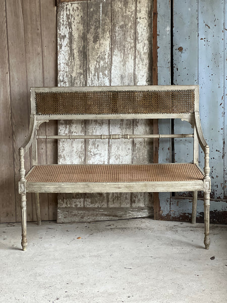 French Vintage Two Seater caned chair
