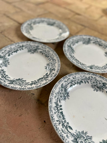 Green French Transferware Plates