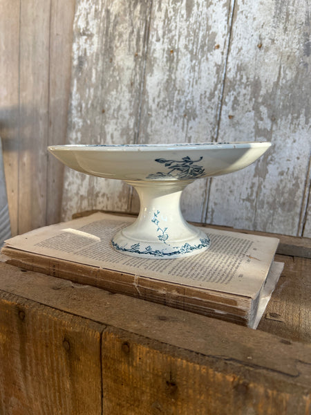 French Floral Transferware raised dish