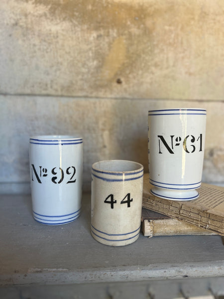 Antique Numbered Spongware Mugs