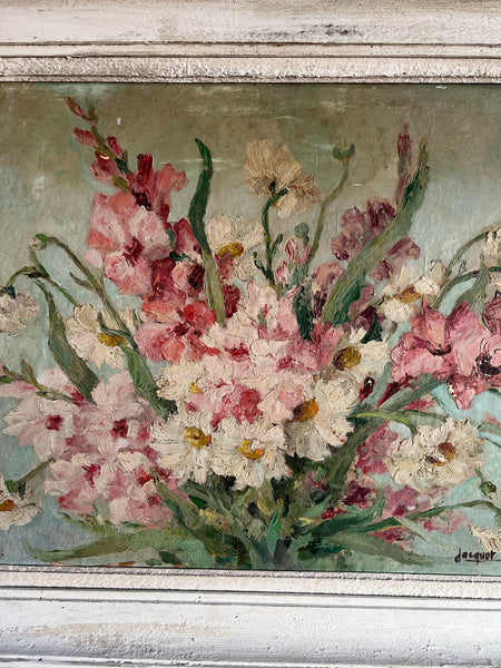 Large French Painting in a Shabby Chic Frame