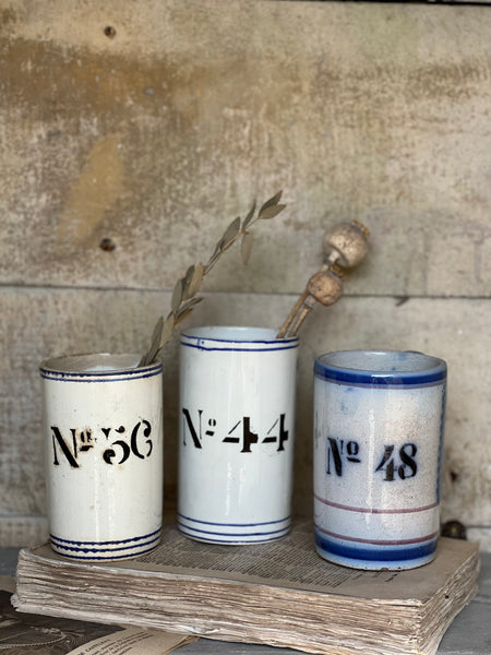 Antique Numbered Spongware Mugs