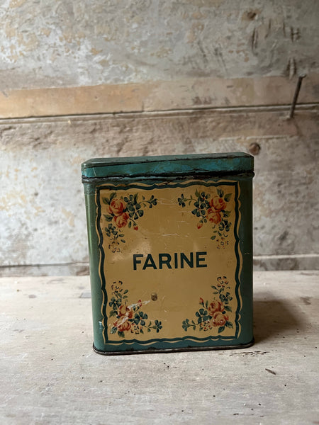 Vintage Turquoise French Farine Tin