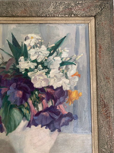 Framed Floral Oil Painting