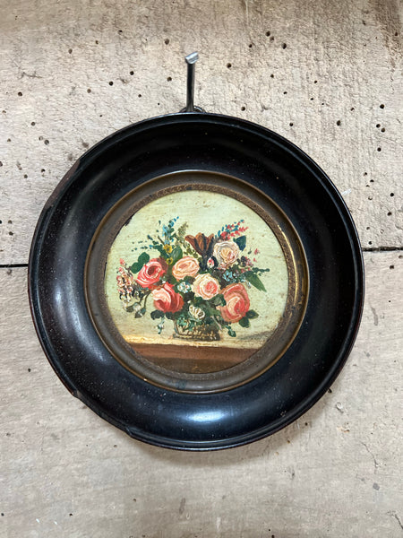 Small Framed French Vintage Floral Oil Painting