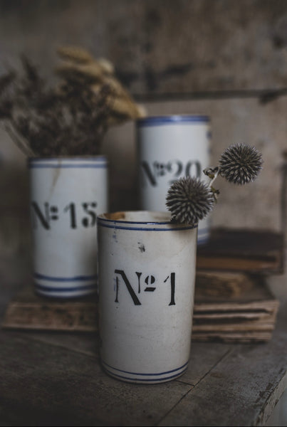 Antique Numbered Spongware Mugs