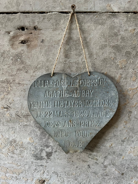 French Antique Memorial Heart