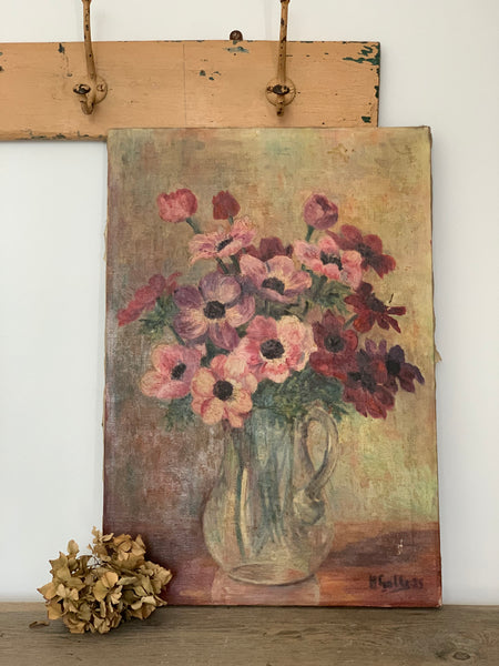 French Tall Floral Oil Painting