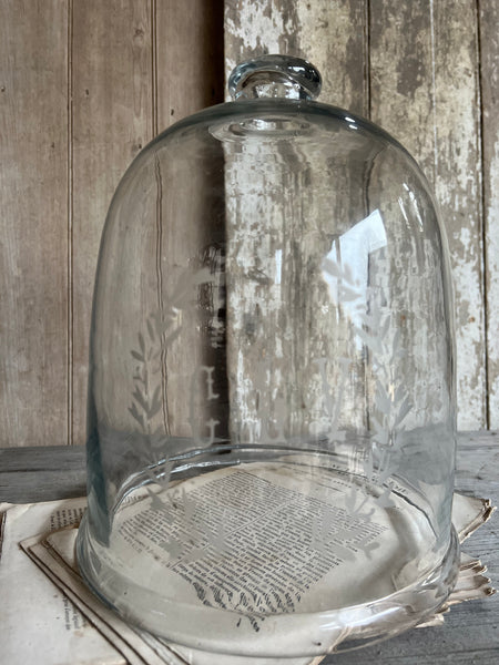 Large Vintage Etched French Cloche