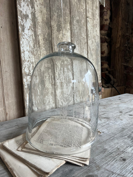 Large Vintage Etched French Cloche