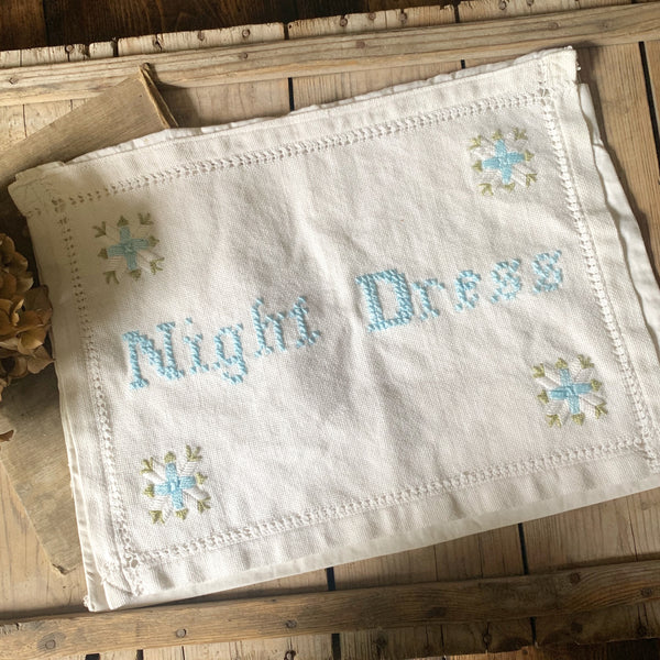 Vintage Night Dress Embroidered Pillow