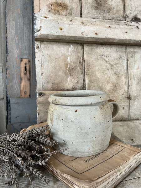 Vintage French Handled Stoneware Pot