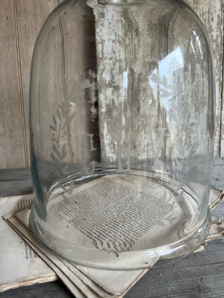 Large Vintage Etched French Cloche